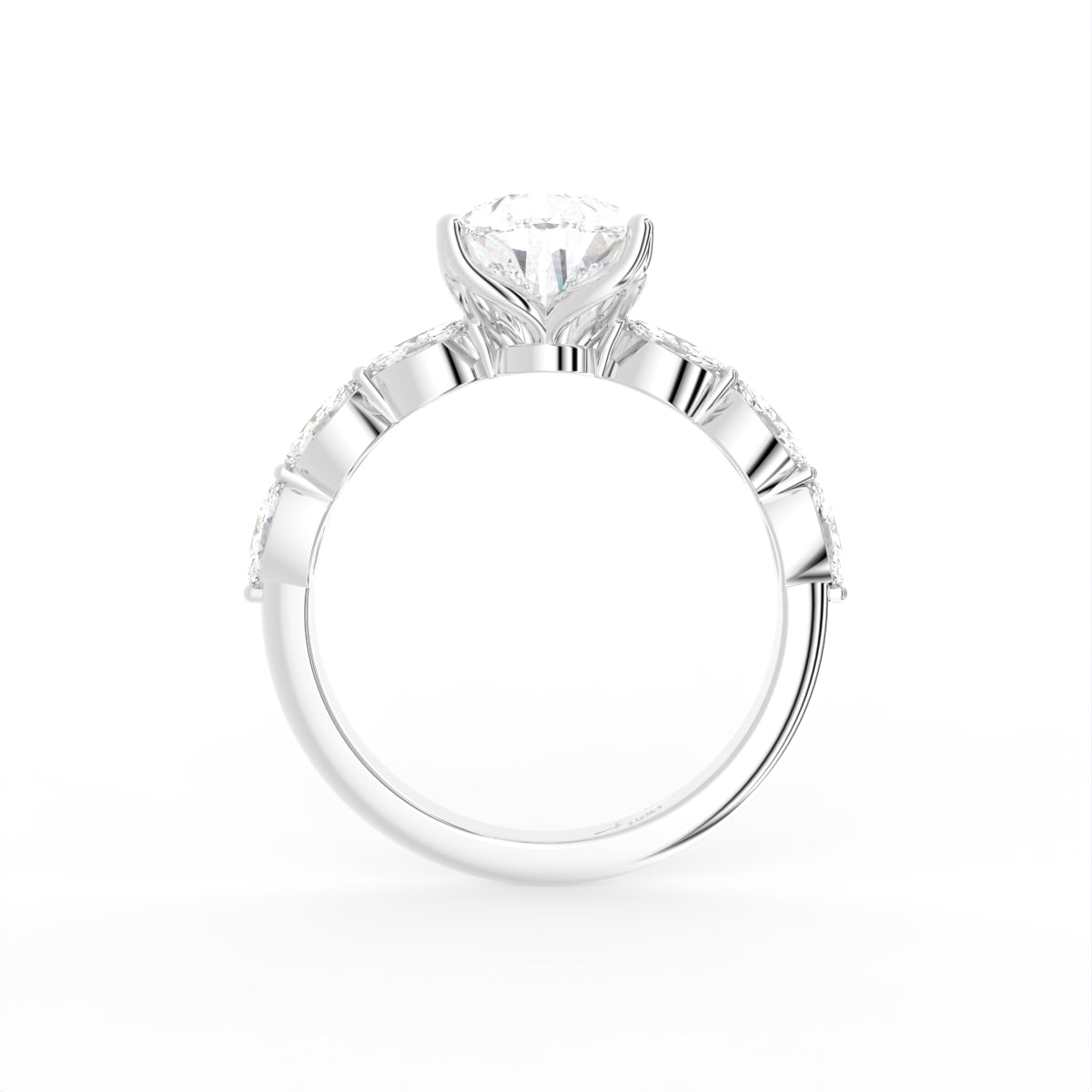18K Bespoke Pear Diamond Engagement Ring — FRONT