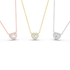 18K Halo Heart Diamond Pendant — 3 COLOR