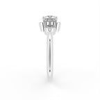 18K White Gold Floral Round Diamond Ring — SIDE