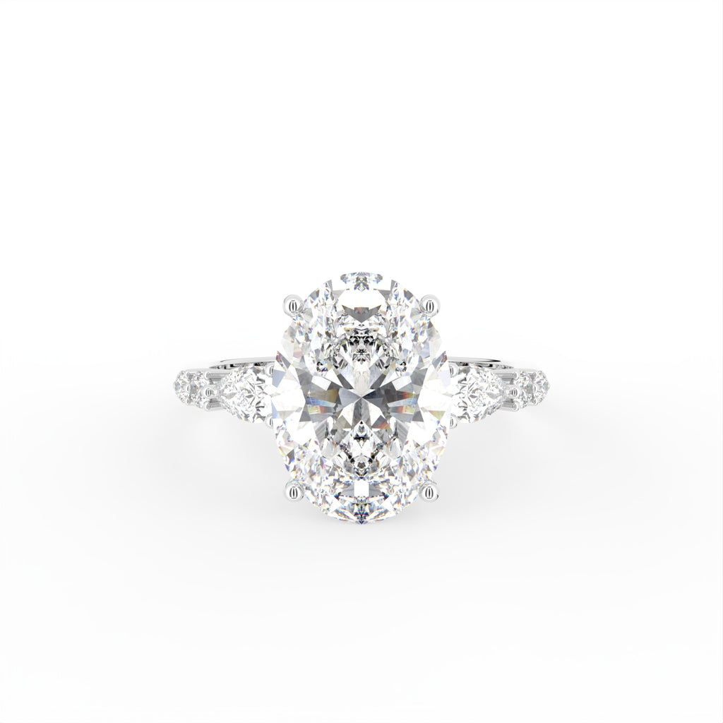 18K Bespoke Oval Diamond Engagement Ring — TOP