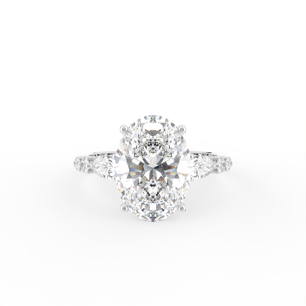 18K Bespoke Oval Diamond Engagement Ring — TOP