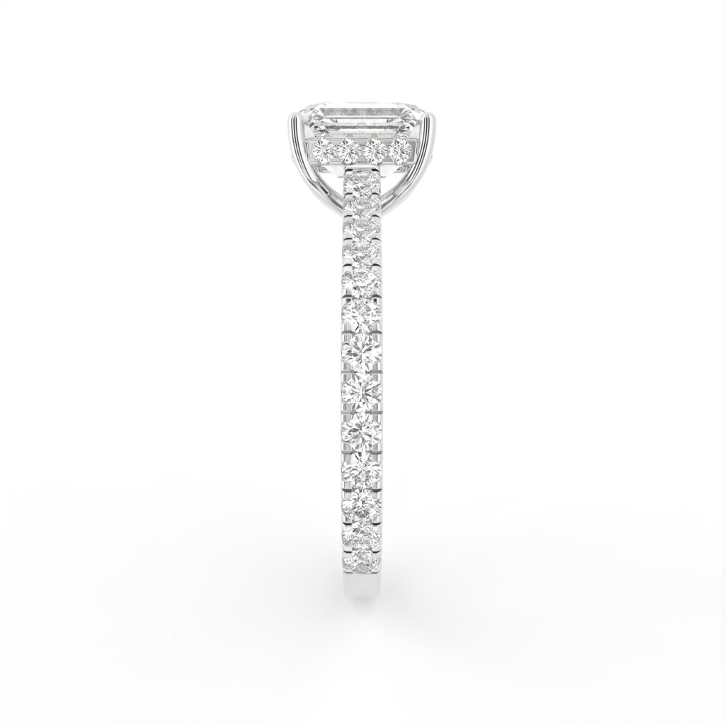 18K Solitaire Emerald Cut Diamond Ring — SIDE