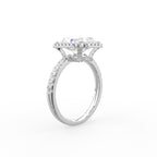 18K Halo Radiant Diamond Ring — 3D VIEW