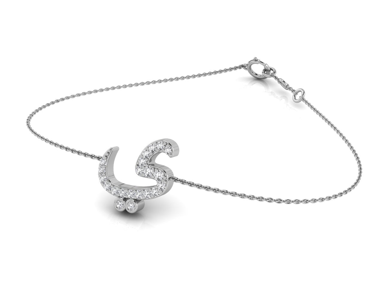 18K Arabic Alphabet Diamond Bracelet — 3D VIEW