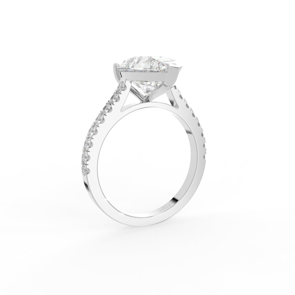 18K Solitaire Pear Diamond Engagement Ring — 3D VIEW
