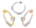 18K Heart Diamond Hoop Earrings — 3 COLOR
