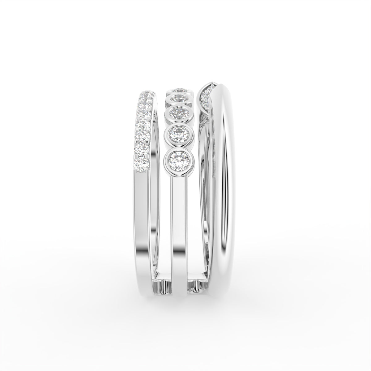 14K White Gold Round Diamond Ring — SIDE