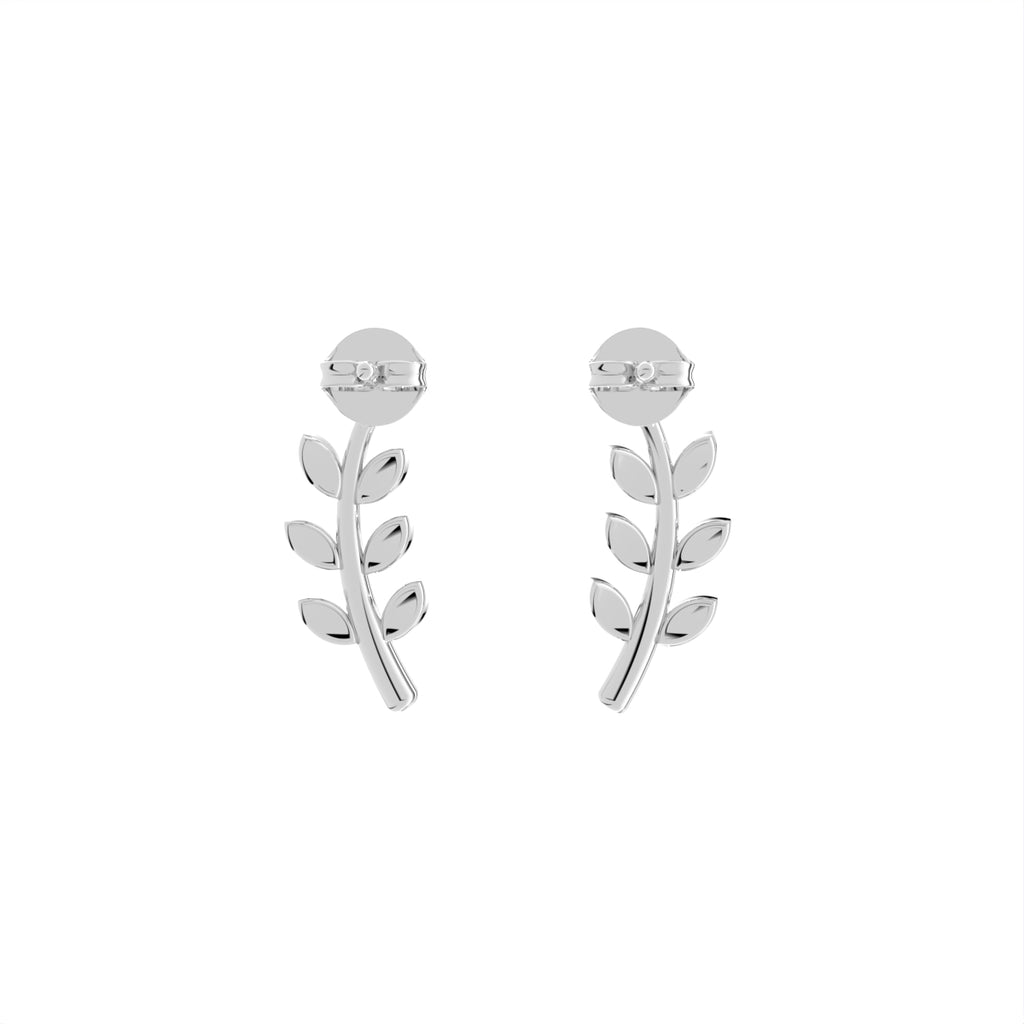 18K Leaf Diamond Earrings — BACK