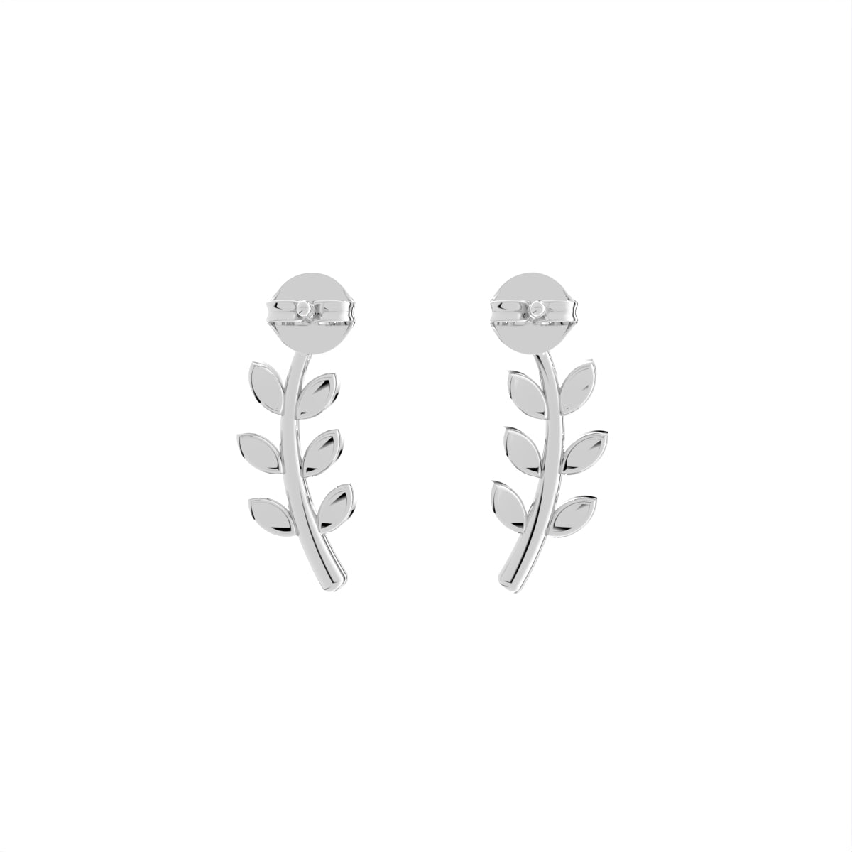 18K Leaf Diamond Earrings — BACK