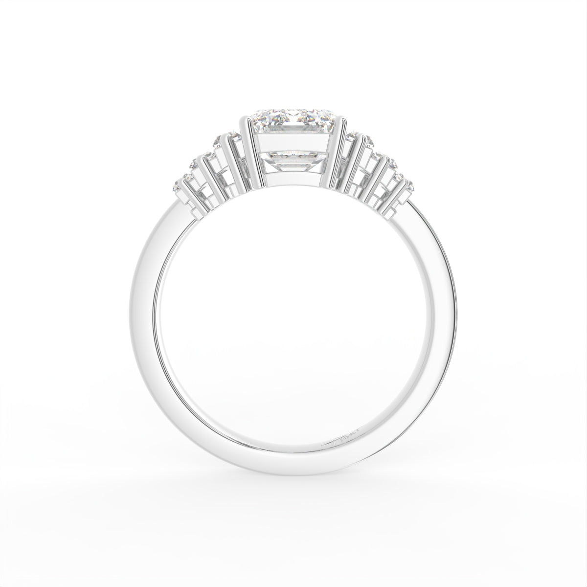 14K Yellow Gold Solitaire Emerald Diamond Ring — FRONT
