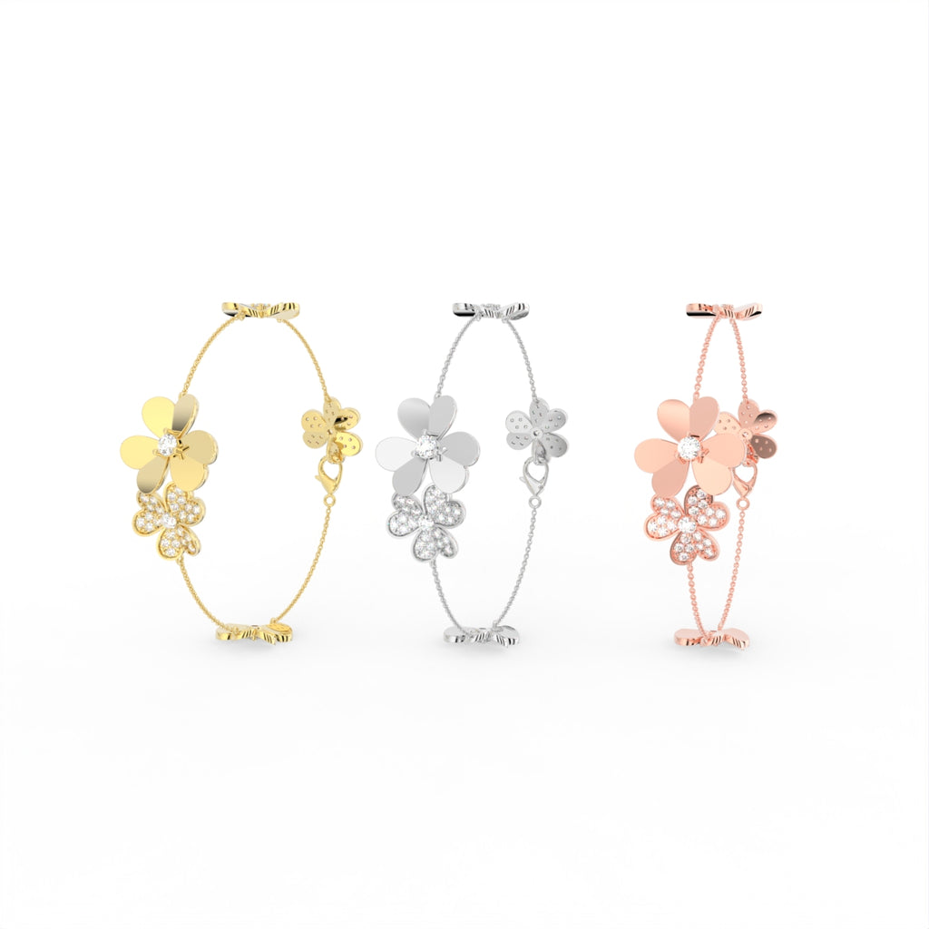 18K Floral Diamond Bracelet — 3 COLOR