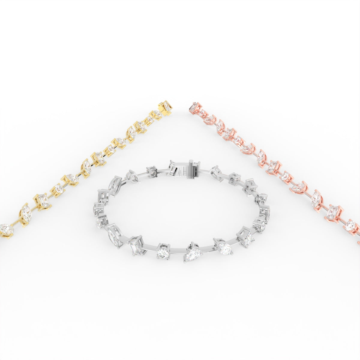 18K Mixed-Cut Diamond Bracelet — 3 COLOR