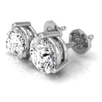 18K Solitaire Round Brilliant Diamond Earrings — 3D VIEW