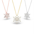 vimg:FJ3341|vimg:FJ3342|14K White Gold Snowflake Round Diamond Pendant — 3 COLOR