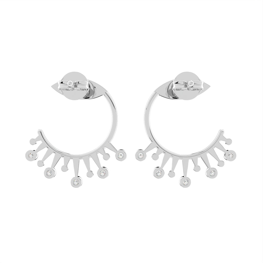 18K Crescent Diamond Ear Jacket Earrings — BACK