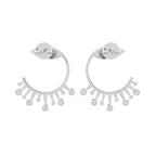 18K Crescent Diamond Ear Jacket Earrings — BACK