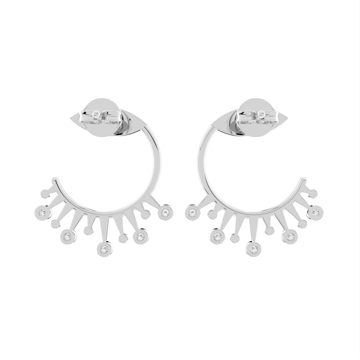 18K Crescent Diamond Ear Jacket Earrings — BACK