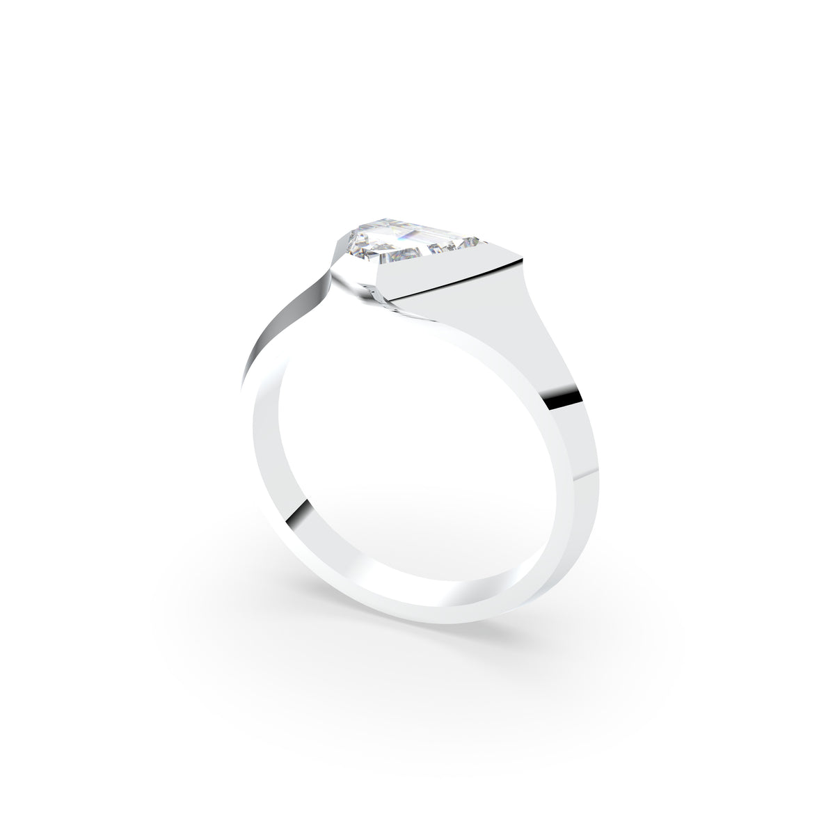 18K Bespoke Shield Cut Diamond Ring — 3D VIEW