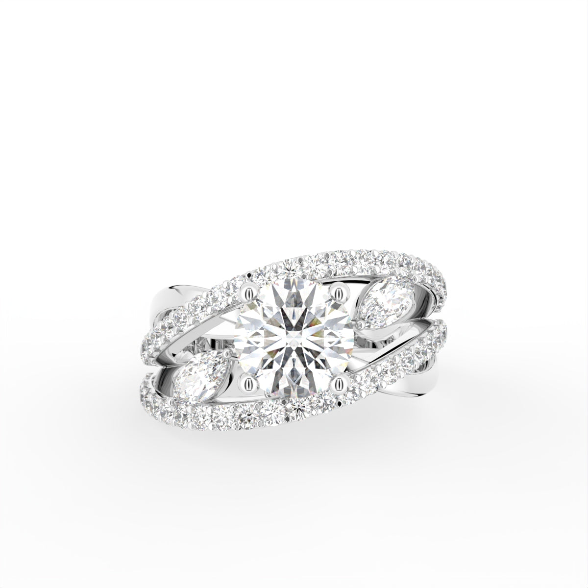 18K Bespoke Round Diamond Ring — TOP