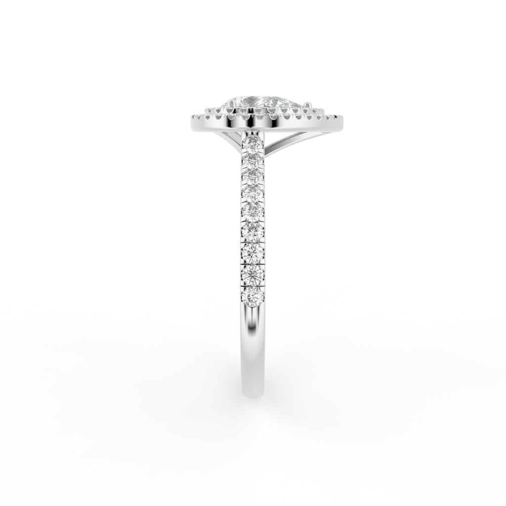 18K Halo Pear Diamond Ring — SIDE
