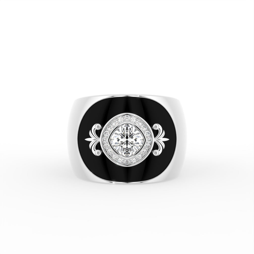 18K Halo Round Diamond Ring — TOP