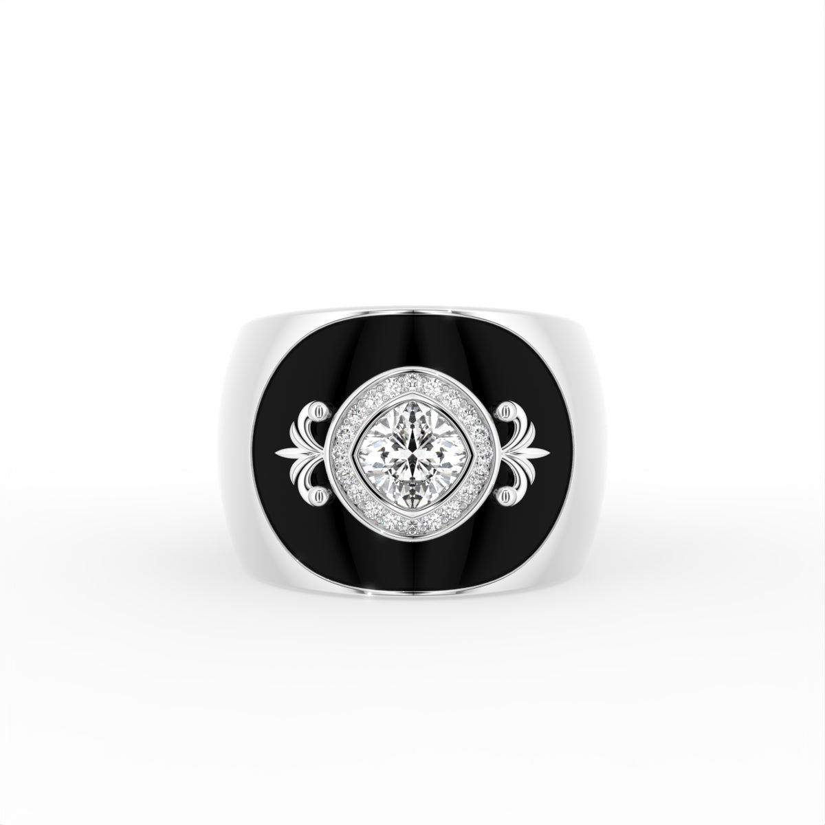 18K Halo Round Diamond Ring — TOP