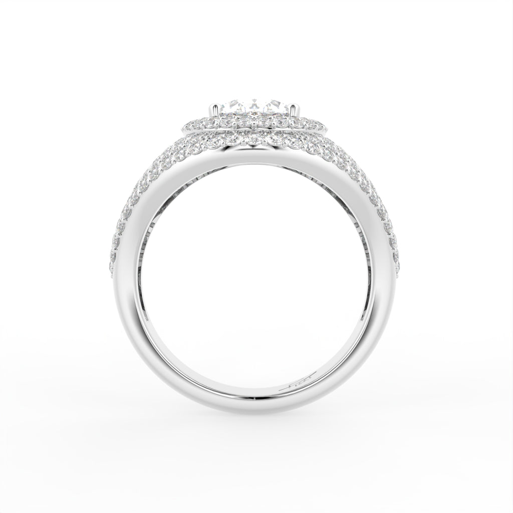 18K Oval Halo Diamond Engagement Ring — FRONT