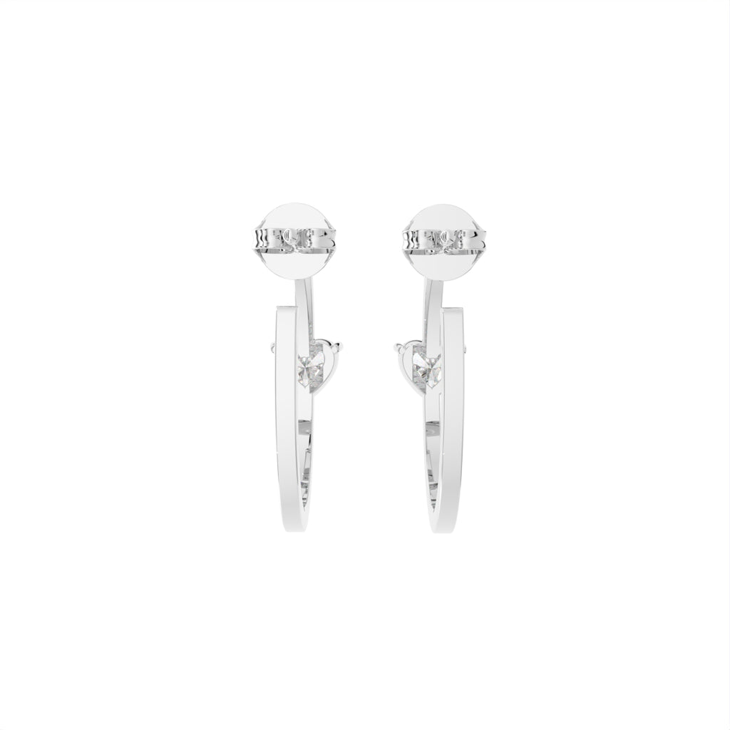 18K Heart Diamond Hoop Earrings — BACK