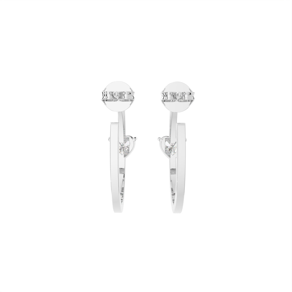 18K Heart Diamond Hoop Earrings — BACK