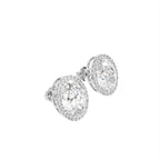 18K Oval Halo Diamond Earrings — 3D VIEW