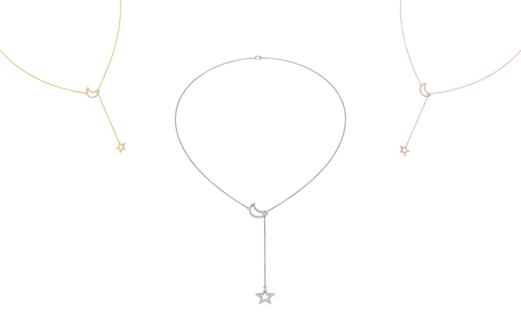 18K Cascading Drop Diamond Choker Necklace — 3 COLOR