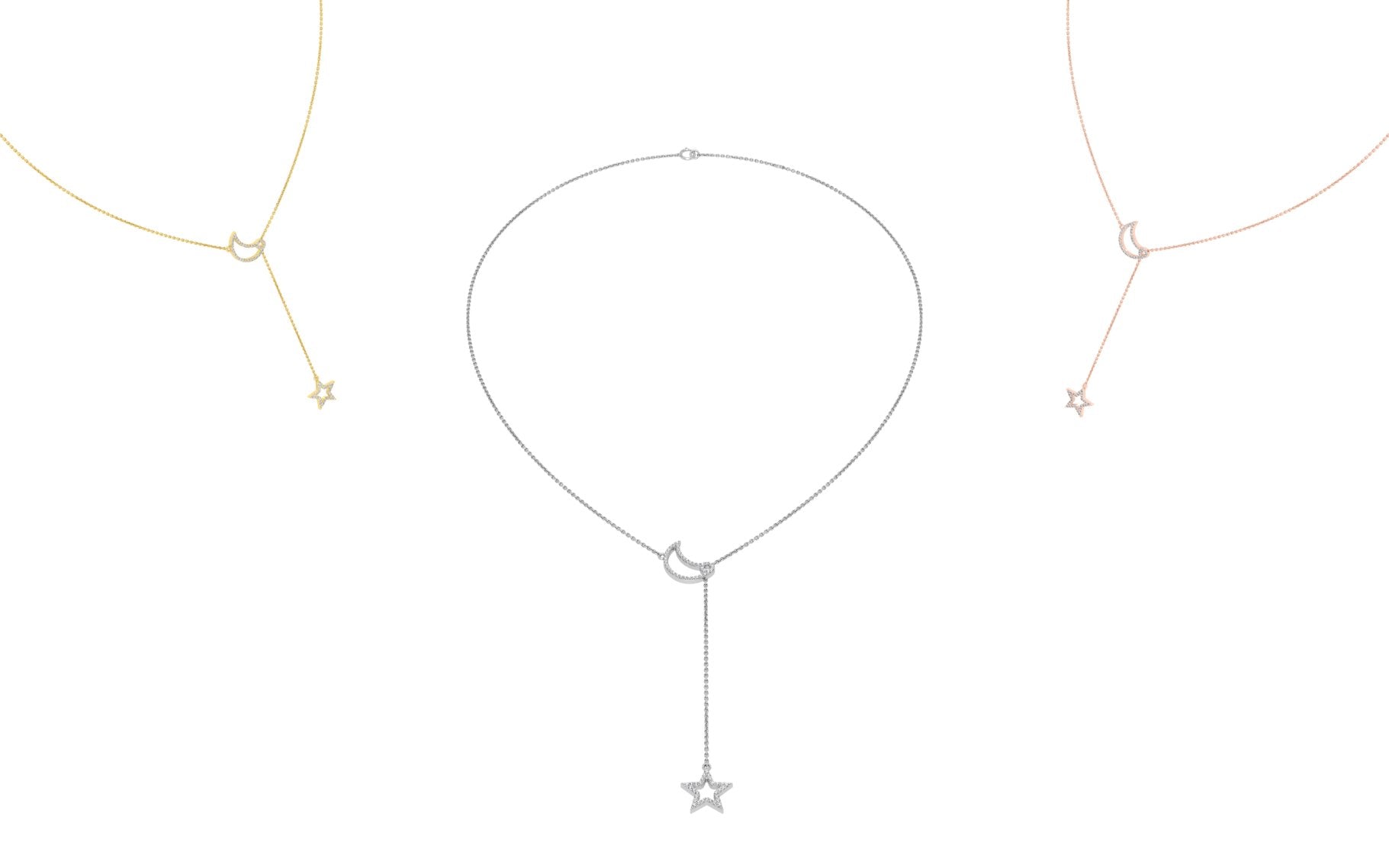 18K Cascading Drop Diamond Choker Necklace — 3 COLOR