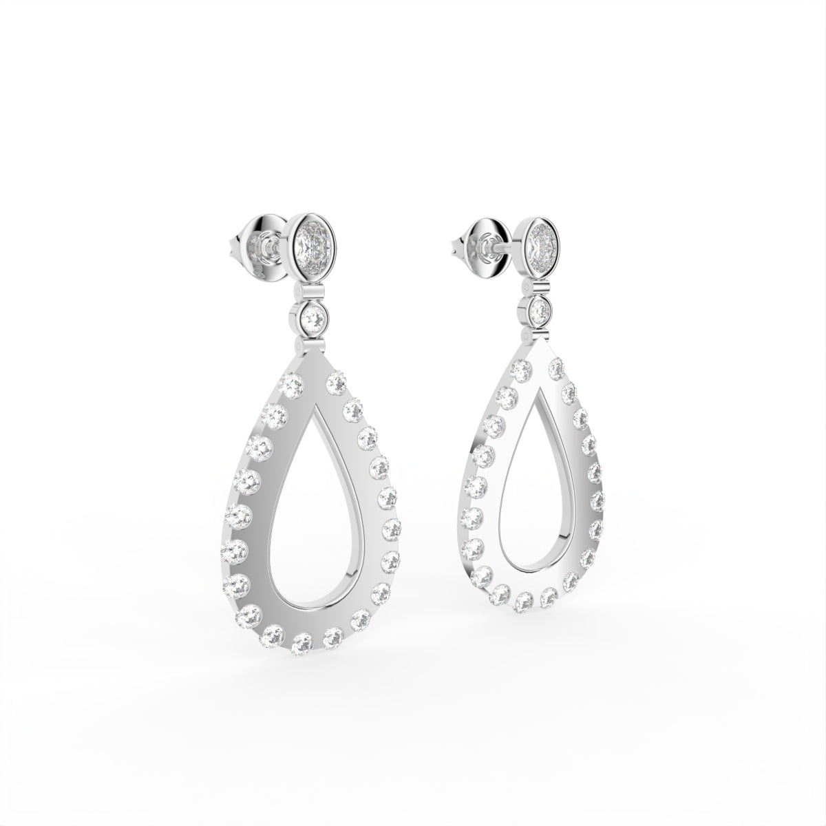 Sterling Silver Diamond Earrings — IMAGE URL