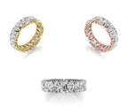 14K White Gold Emerald Diamond Full Eternity Ring — 3 COLOR