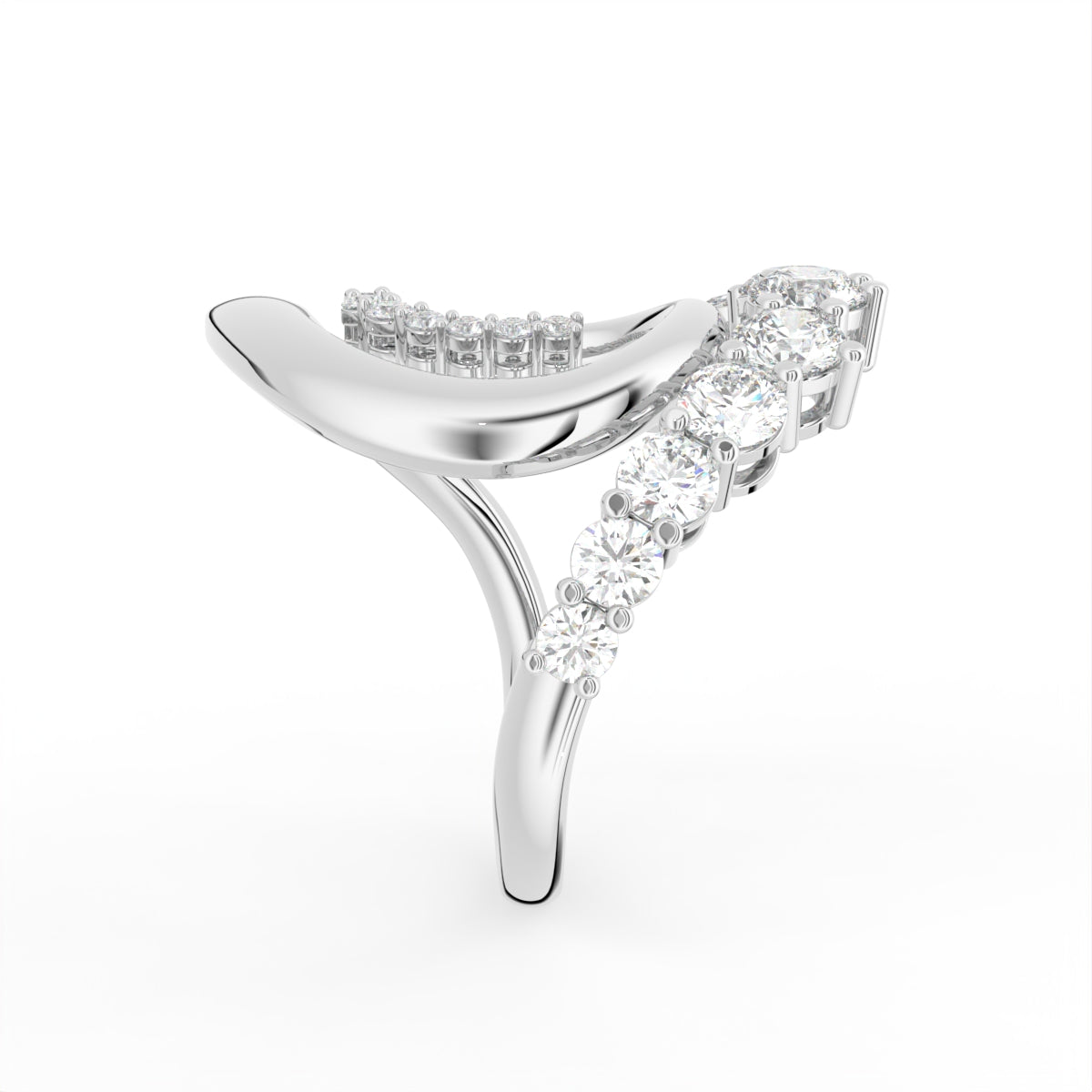 Sterling Silver Round Diamond Ring — 3D / RIGHT