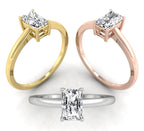 18K Solitaire Emerald-Cut Diamond Ring — 3 COLOR