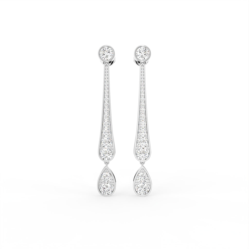 18K Round Pear Drop Diamond Earrings — TOP