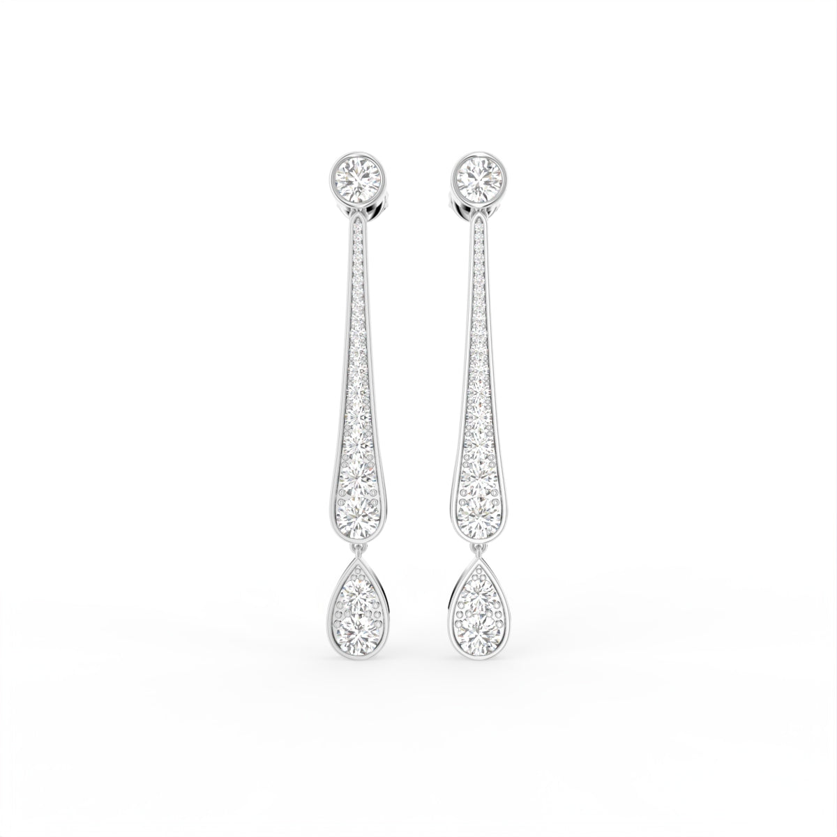 18K Round Pear Drop Diamond Earrings — TOP