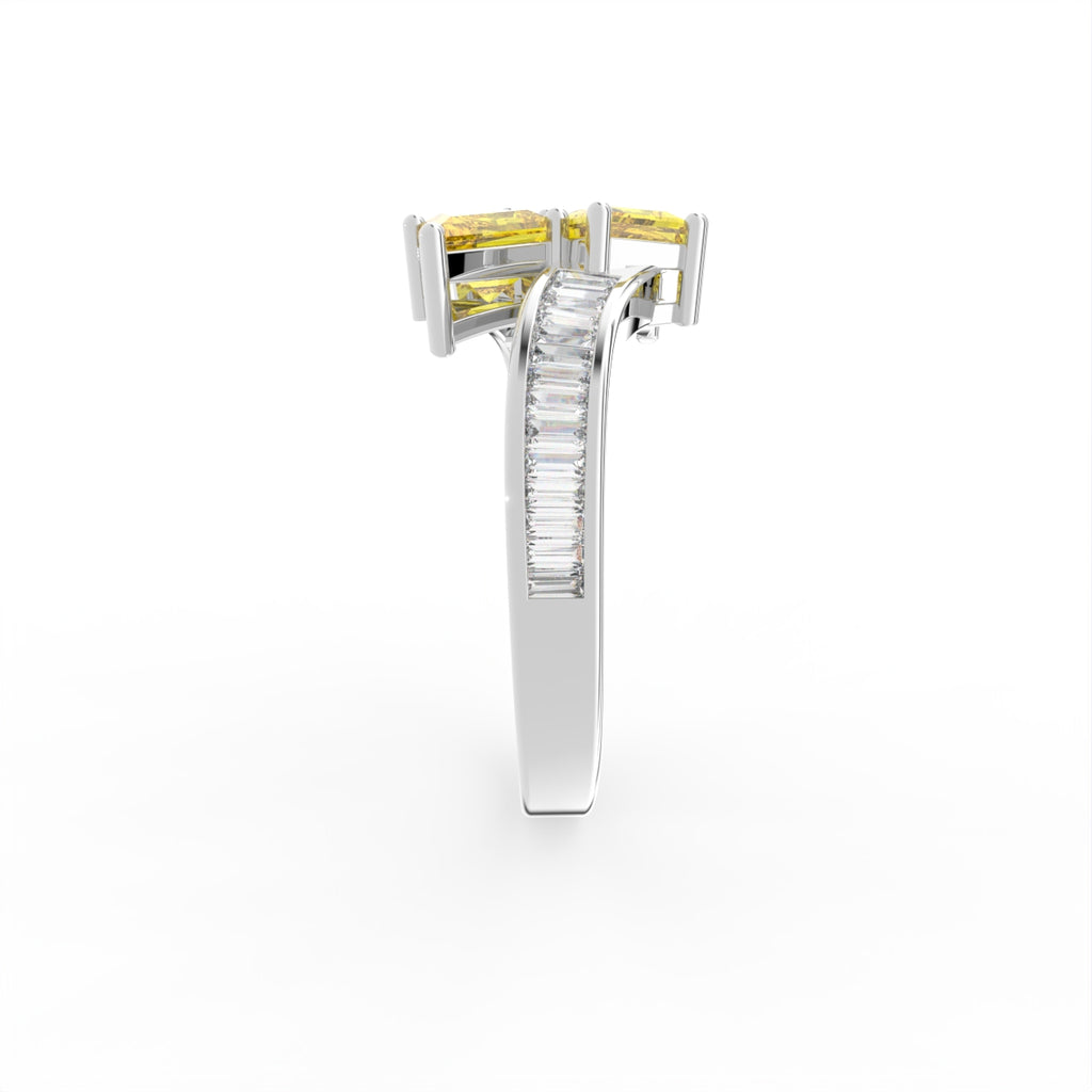 14K White Gold Bespoke Kite Diamond Ring — SIDE
