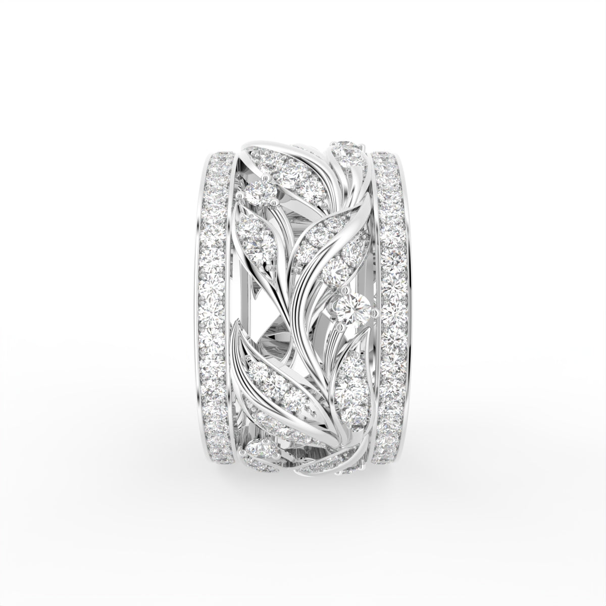 18K Leaf Eternity Diamond Ring — SIDE