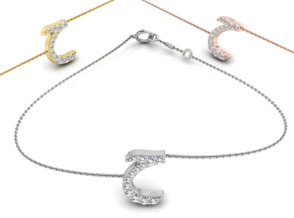 18K Arabic Alphabet Diamond Bracelet — 3 COLOR