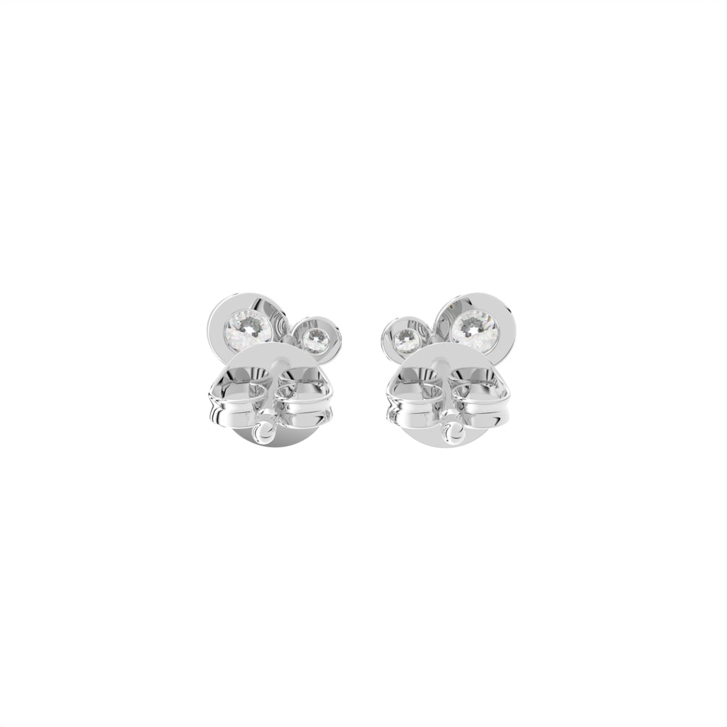 18K Bezel Round Diamond Earrings — BACK
