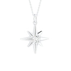 14K Yellow Gold Star Round Diamond Pendant — 3D VIEW