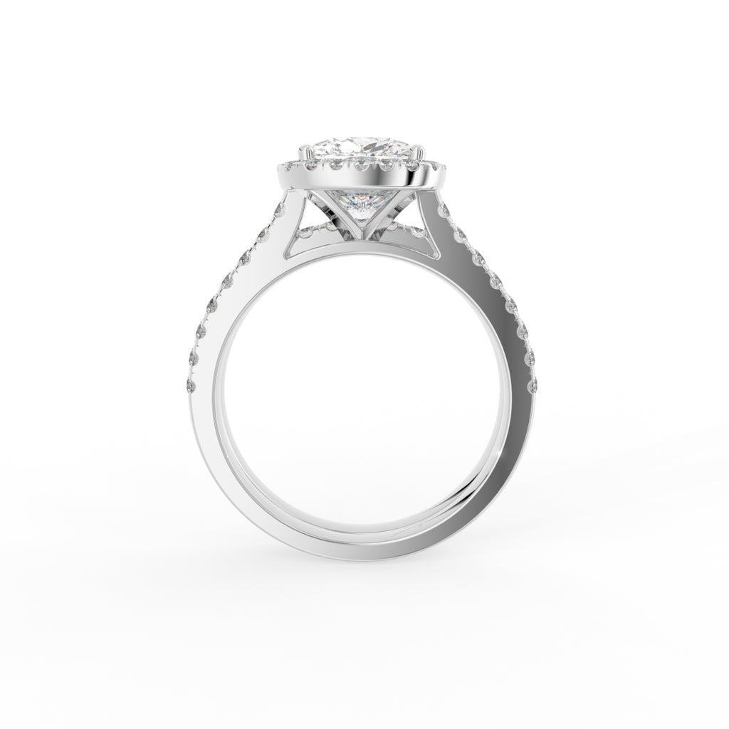 18K Halo Cushion Diamond Ring — FRONT
