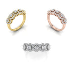 18K White Gold Halo Round Diamond Eternity Ring — 3 COLOR
