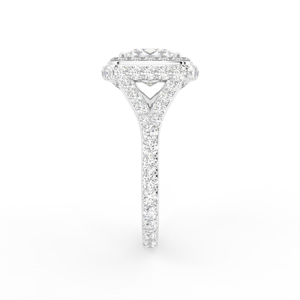 18K Halo Diamond Ring — SIDE