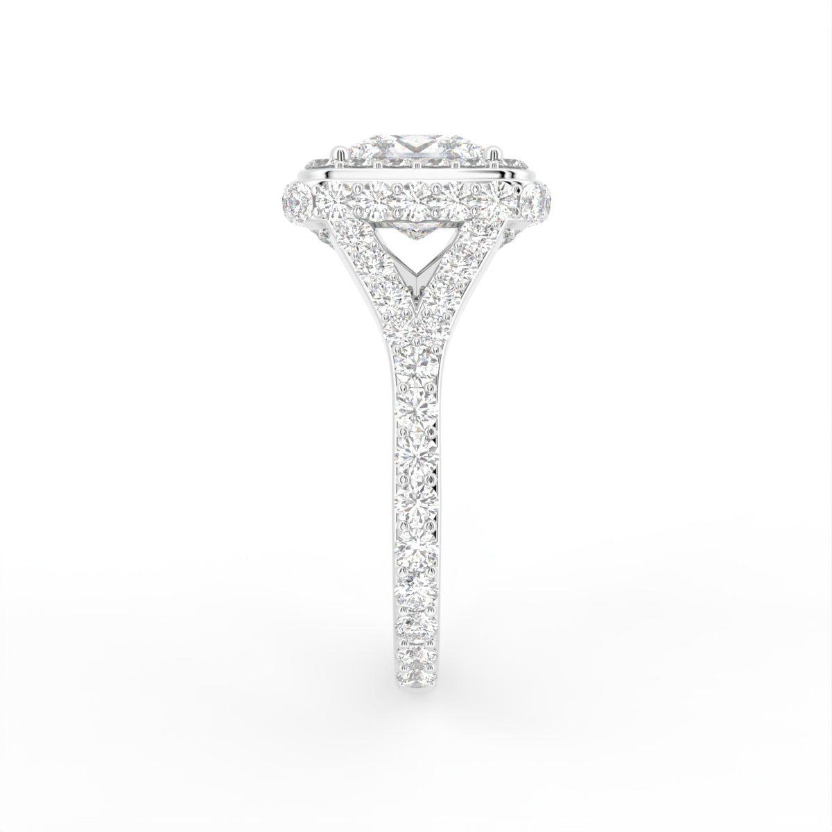18K Halo Diamond Ring — SIDE
