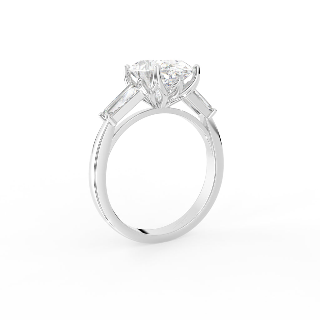 18K Trilogy Oval Diamond Ring — 3D VIEW