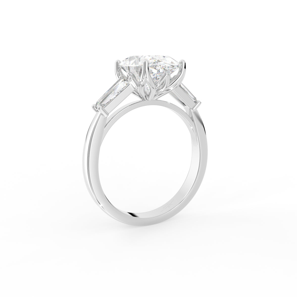 18K Trilogy Oval Diamond Ring — 3D VIEW