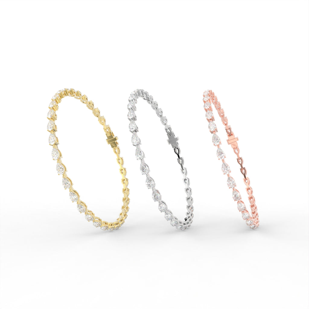 18K Tennis Pear Diamond Bracelet — 3 COLOR